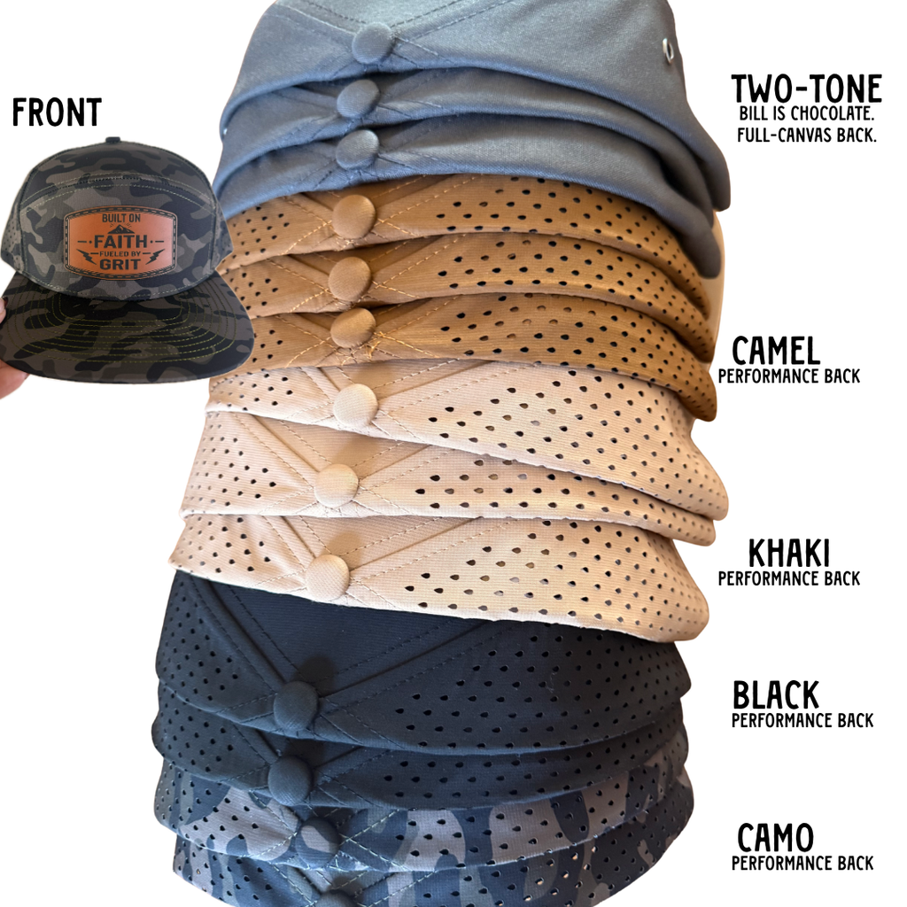 Built on Faith. Fueled by Grit. Classic Leather Patch Snapback