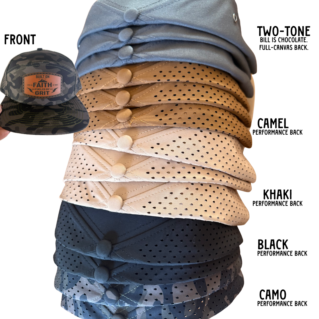 Built on Faith. Fueled by Grit. Classic Leather Patch Snapback