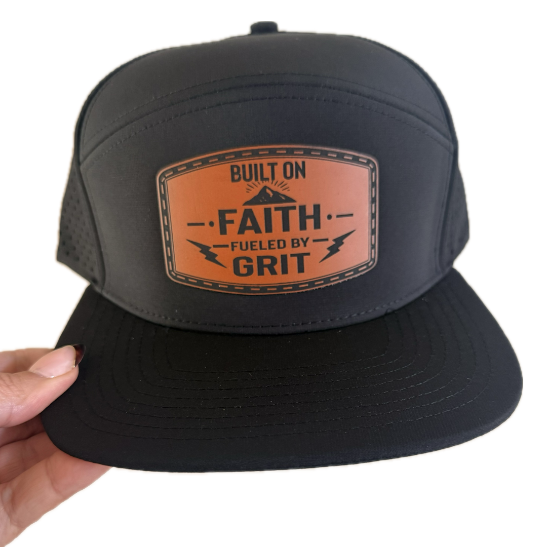 Built on Faith. Fueled by Grit. Classic Leather Patch Snapback