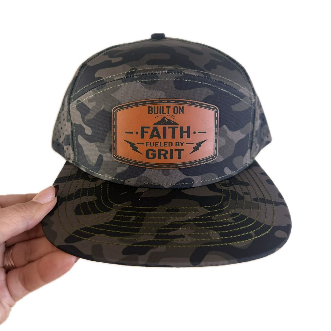 Built on Faith. Fueled by Grit. Classic Leather Patch Snapback