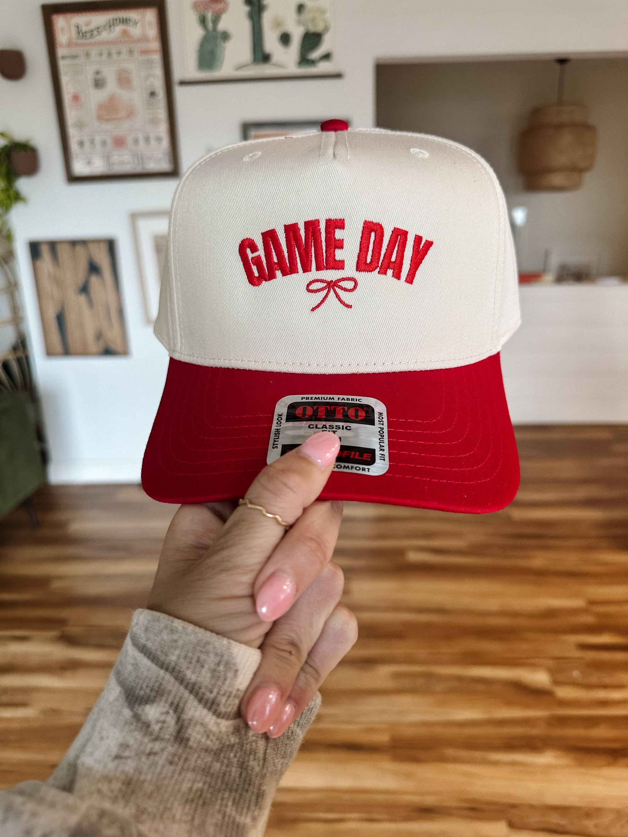 Custom Game Day Bow Sports Embroidered Baseball Cap